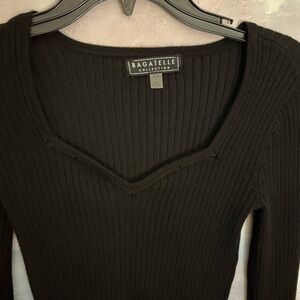Bagatelle Black Ribbed Knit Top